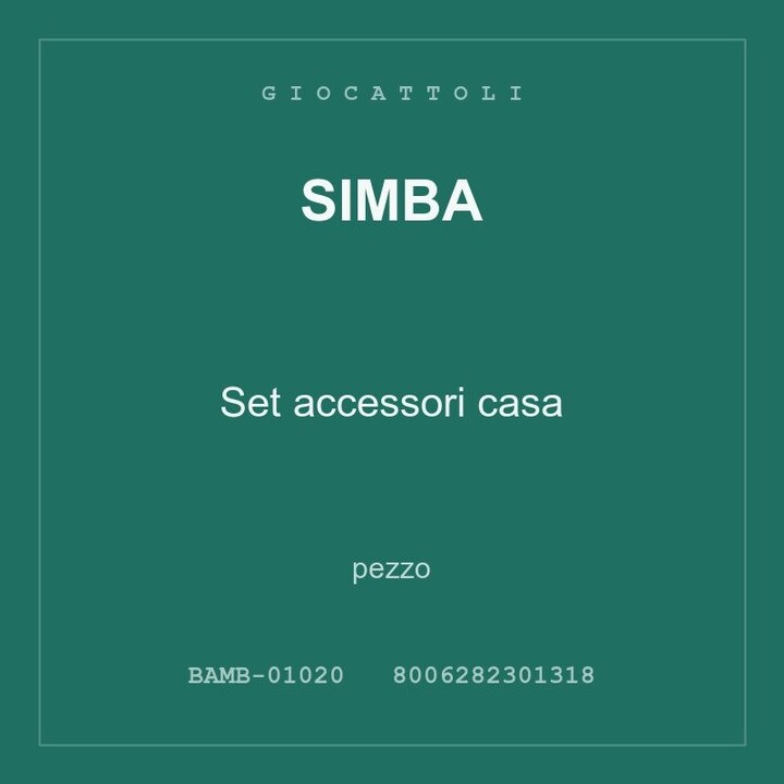 Simba Set accessori casa — conf. 24 pz