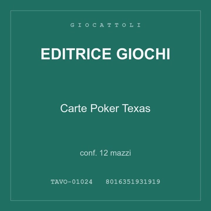 Editrice Giochi Carte Poker Texas — conf. 12 mazzi