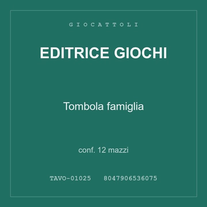 Editrice Giochi Tombola famiglia — conf. 12 mazzi