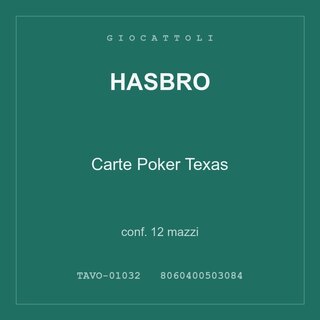 Hasbro Carte Poker Texas — conf. 12 mazzi
