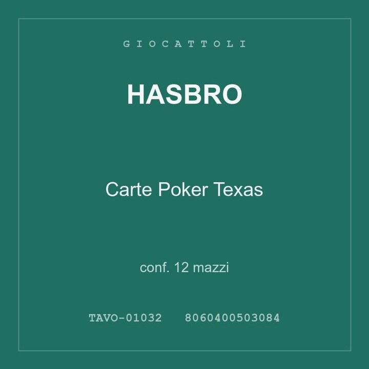 Hasbro Carte Poker Texas — conf. 12 mazzi