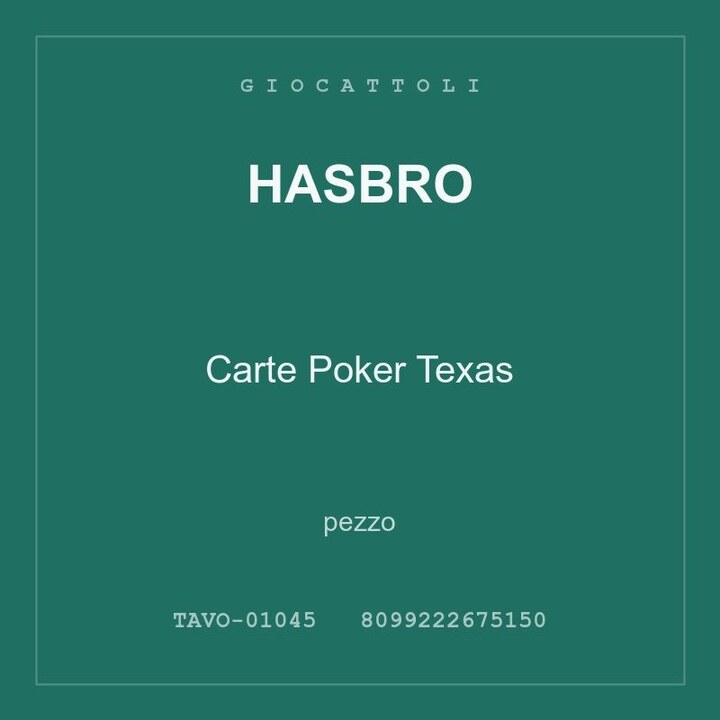 Hasbro Carte Poker Texas — pezzo