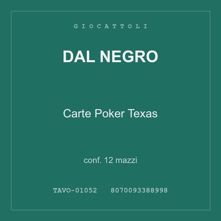 Dal Negro Carte Poker Texas — conf. 6 mazzi