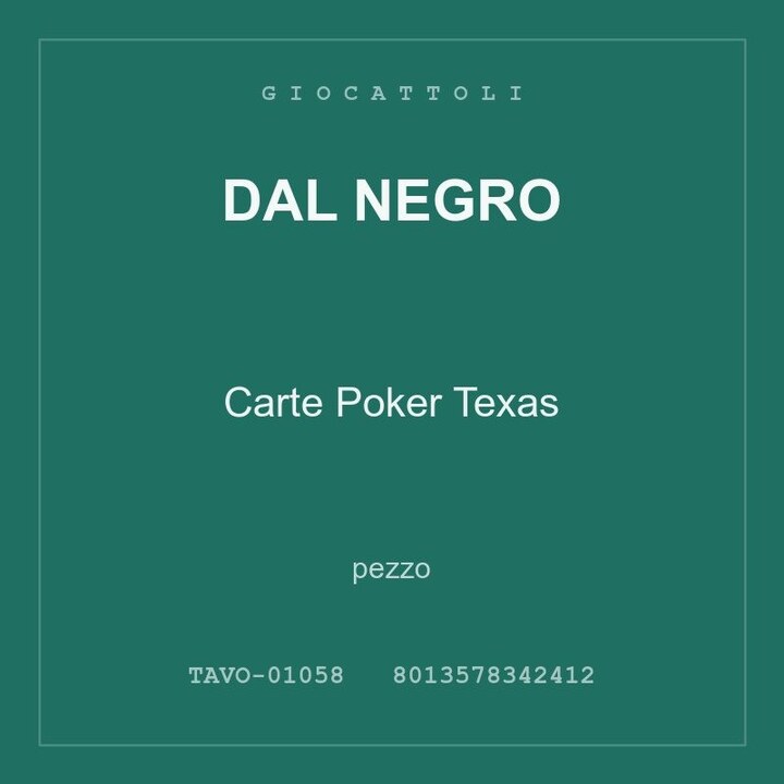 Dal Negro Carte Poker Texas — pezzo