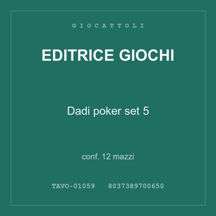 Editrice Giochi Dadi poker set 5 — conf. 12 mazzi