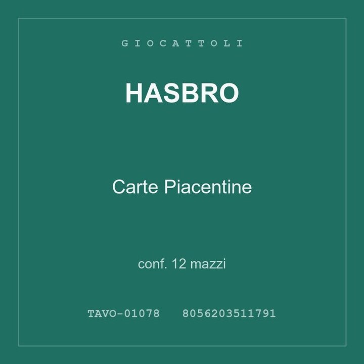 Hasbro Carte Piacentine — conf. 12 mazzi