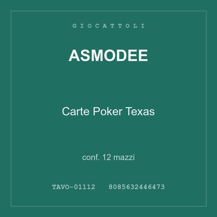 Asmodee Carte Poker Texas — conf. 12 mazzi