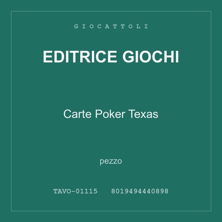 Editrice Giochi Carte Poker Texas — pezzo