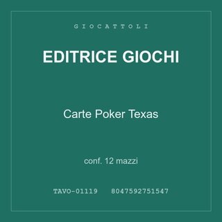 Editrice Giochi Carte Poker Texas — conf. 6 mazzi