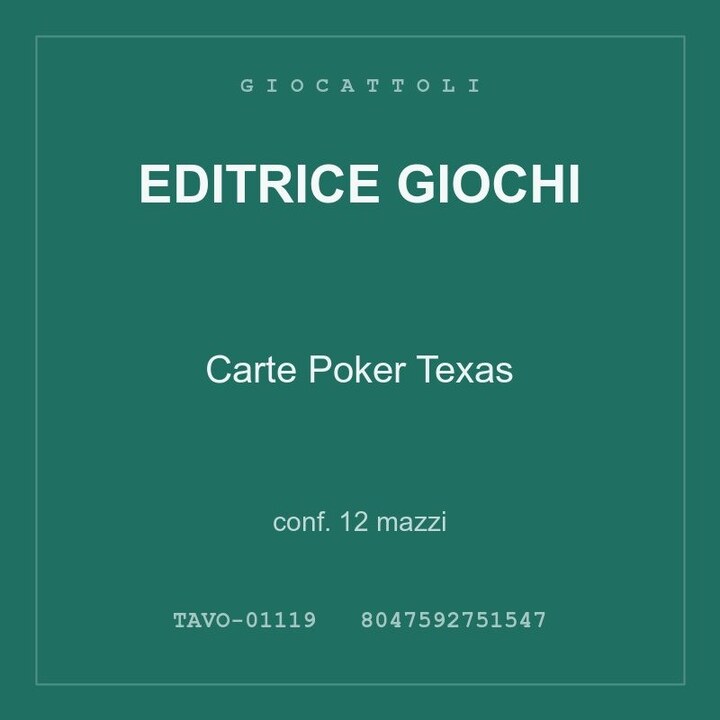 Editrice Giochi Carte Poker Texas — conf. 6 mazzi