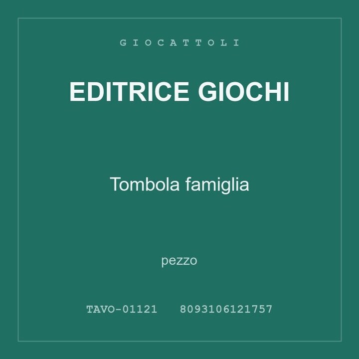 Editrice Giochi Tombola famiglia — pezzo