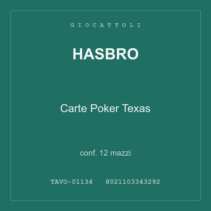 Hasbro Carte Poker Texas — conf. 6 mazzi