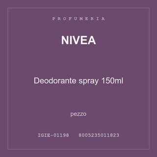 Nivea Deodorante spray 150ml — pezzo