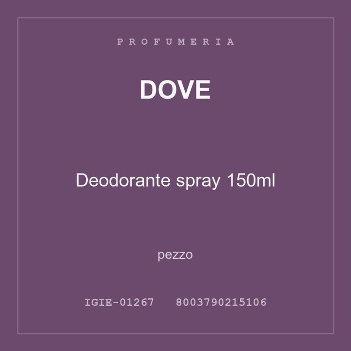 Dove Deodorante spray 150ml — pezzo