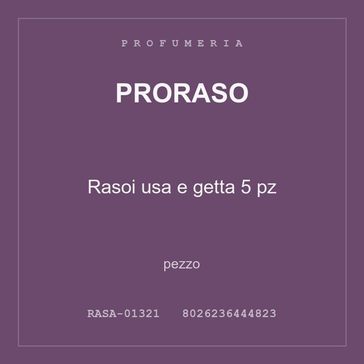 Proraso Rasoi usa e getta 5 pz — pezzo