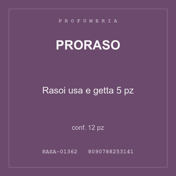 Proraso Rasoi usa e getta 5 pz — conf. 25 pz