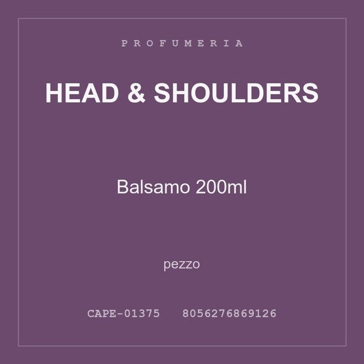 Head & Shoulders Balsamo 200ml — pezzo