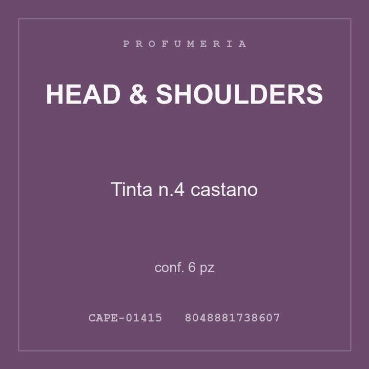 Head & Shoulders Tinta n.4 castano — conf. 15 pz