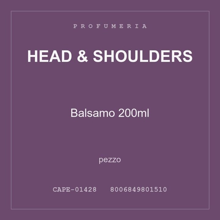 Head & Shoulders Balsamo 200ml — conf. 4 pz