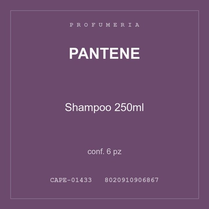 Pantene Shampoo 250ml — conf. 15 pz