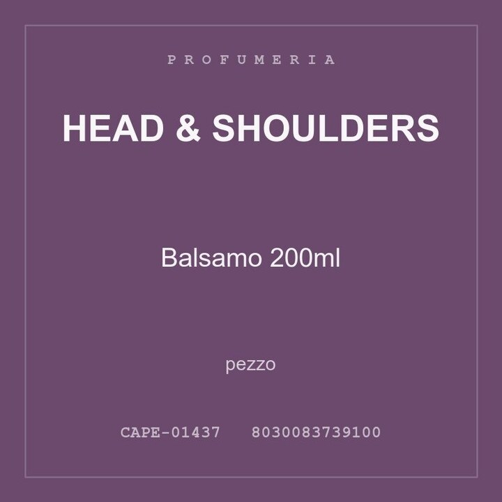 Head & Shoulders Balsamo 200ml — conf. 6 pz