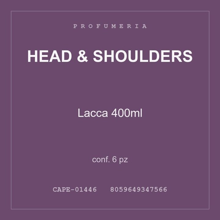 Head & Shoulders Lacca 400ml — conf. 15 pz