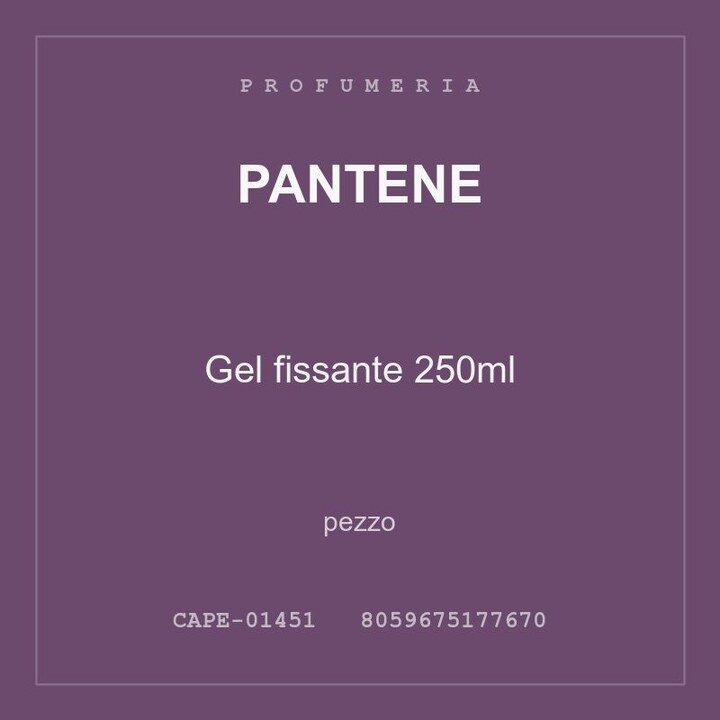 Pantene Gel fissante 250ml — conf. 4 pz