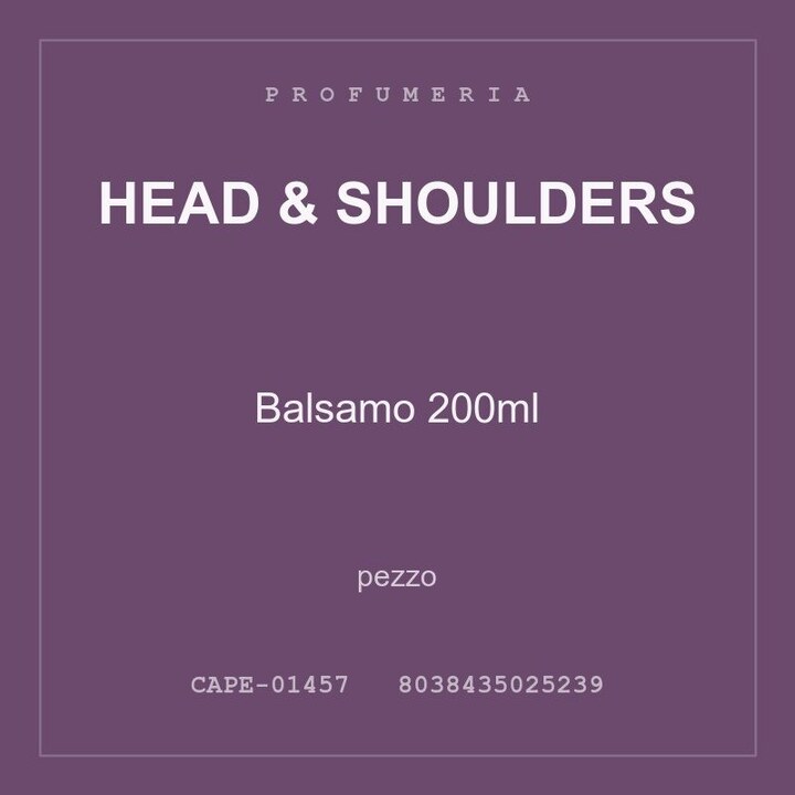 Head & Shoulders Balsamo 200ml — conf. 8 pz