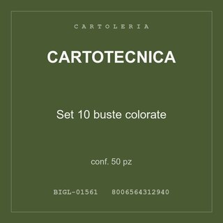 Cartotecnica Set 10 buste colorate — conf. 50 pz