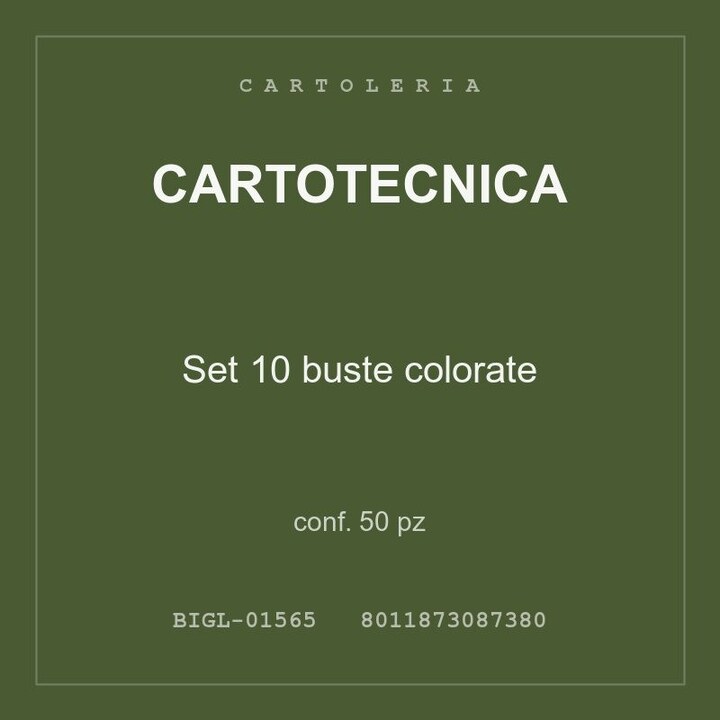Cartotecnica Set 10 buste colorate — conf. 25 pz