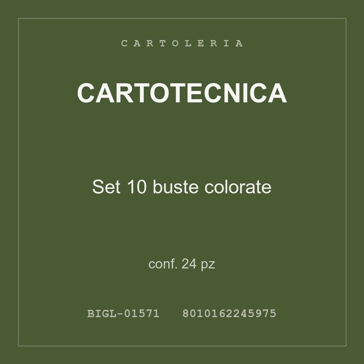 Cartotecnica Set 10 buste colorate — conf. 12 pz