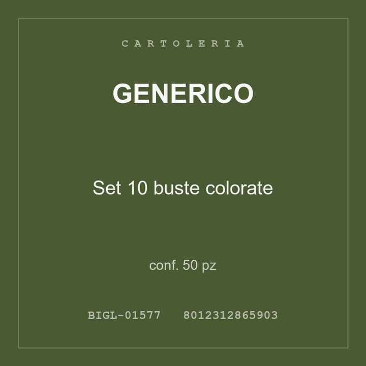 Generico Set 10 buste colorate — conf. 50 pz
