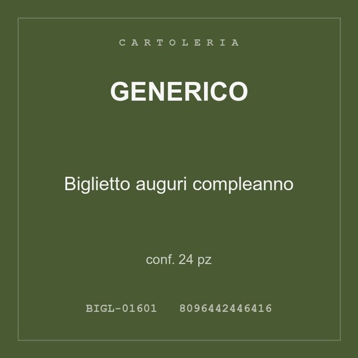 Generico Biglietto auguri compleanno — conf. 12 pz