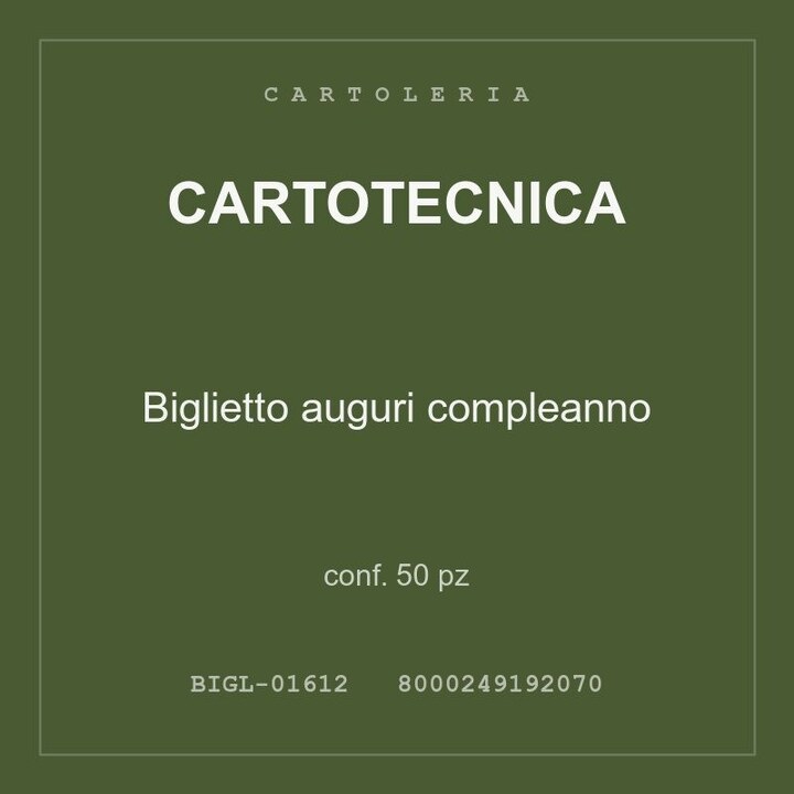 Cartotecnica Biglietto auguri compleanno — conf. 50 pz