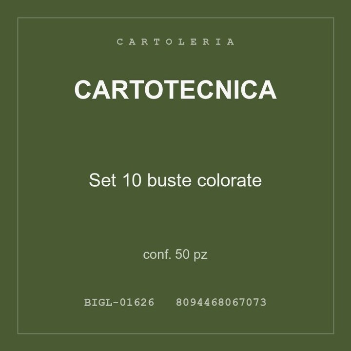 Cartotecnica Set 10 buste colorate — conf. 100 pz