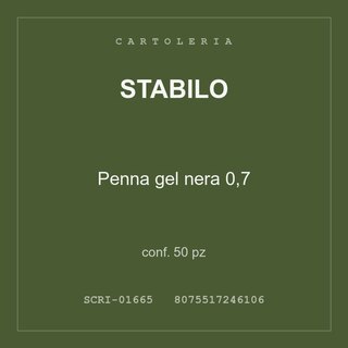 Stabilo Penna gel nera 0,7 — conf. 50 pz