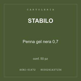 Stabilo Penna gel nera 0,7 — conf. 25 pz