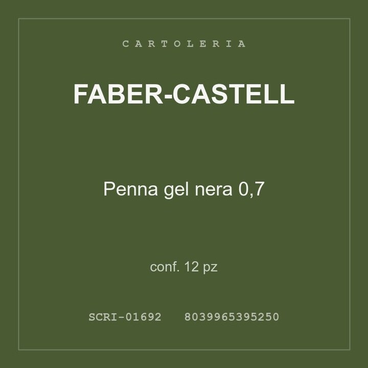 Faber-Castell Penna gel nera 0,7 — conf. 12 pz