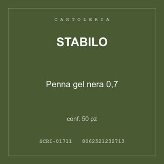 Stabilo Penna gel nera 0,7 — conf. 100 pz