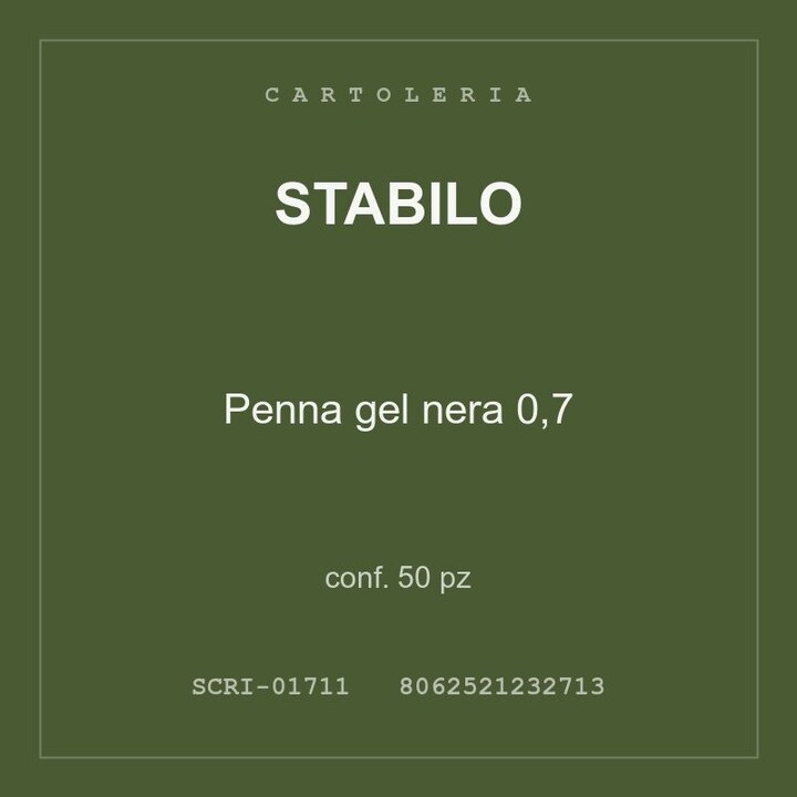Stabilo Penna gel nera 0,7 — conf. 100 pz