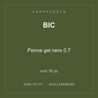 BIC Penna gel nera 0,7 — conf. 50 pz