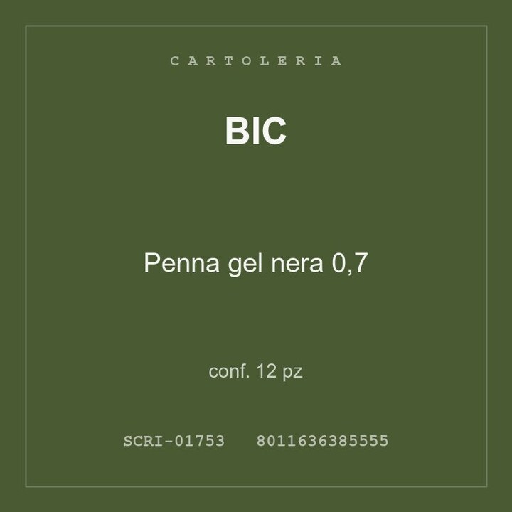 BIC Penna gel nera 0,7 — conf. 35 pz