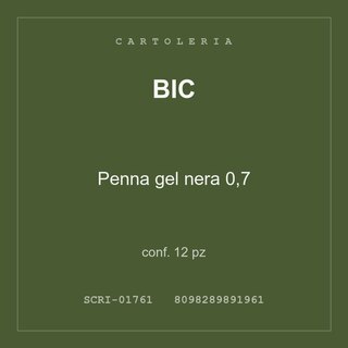 BIC Penna gel nera 0,7 — conf. 3 pz