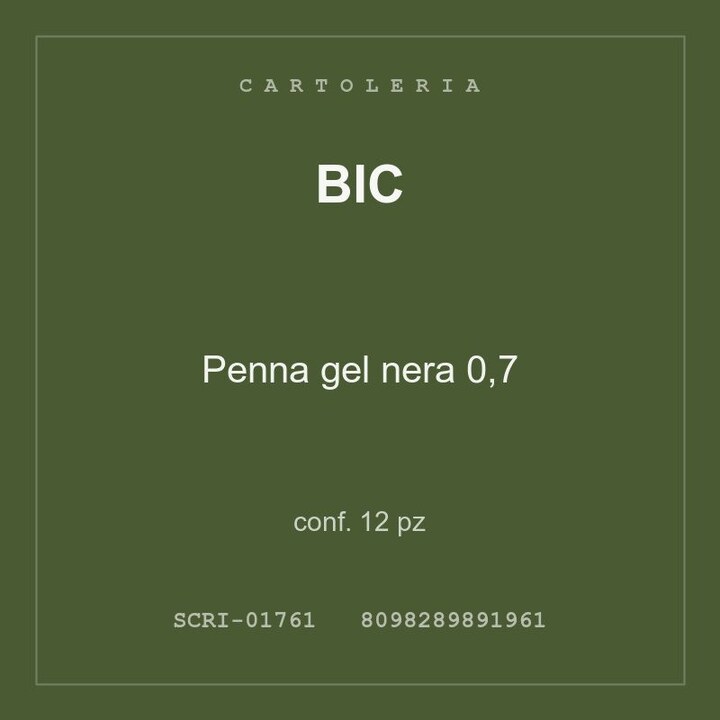 BIC Penna gel nera 0,7 — conf. 3 pz