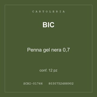 BIC Penna gel nera 0,7 — conf. 70 pz