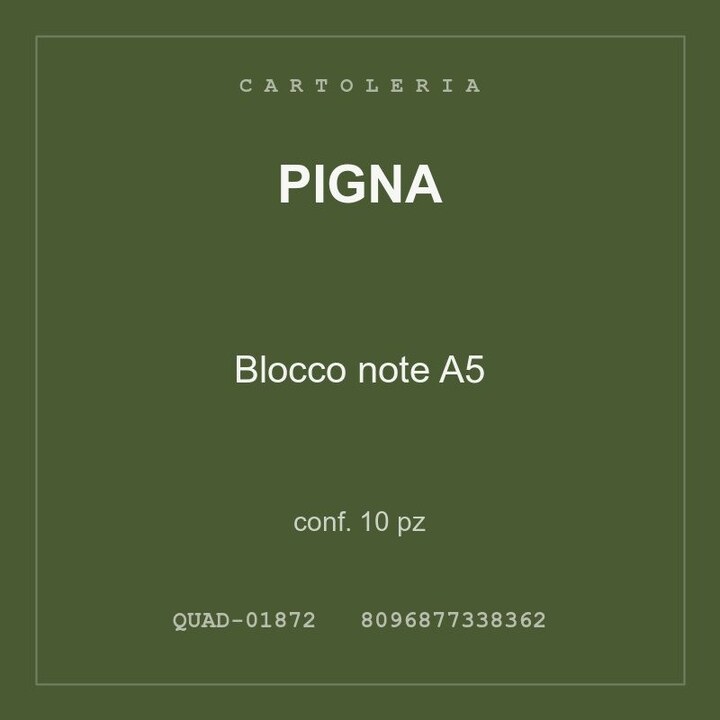 Pigna Blocco note A5 — conf. 5 pz