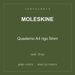 Moleskine Quaderno A4 rigo 5mm — conf. 10 pz