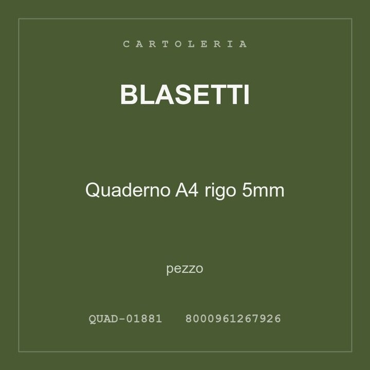 Blasetti Quaderno A4 rigo 5mm — pezzo