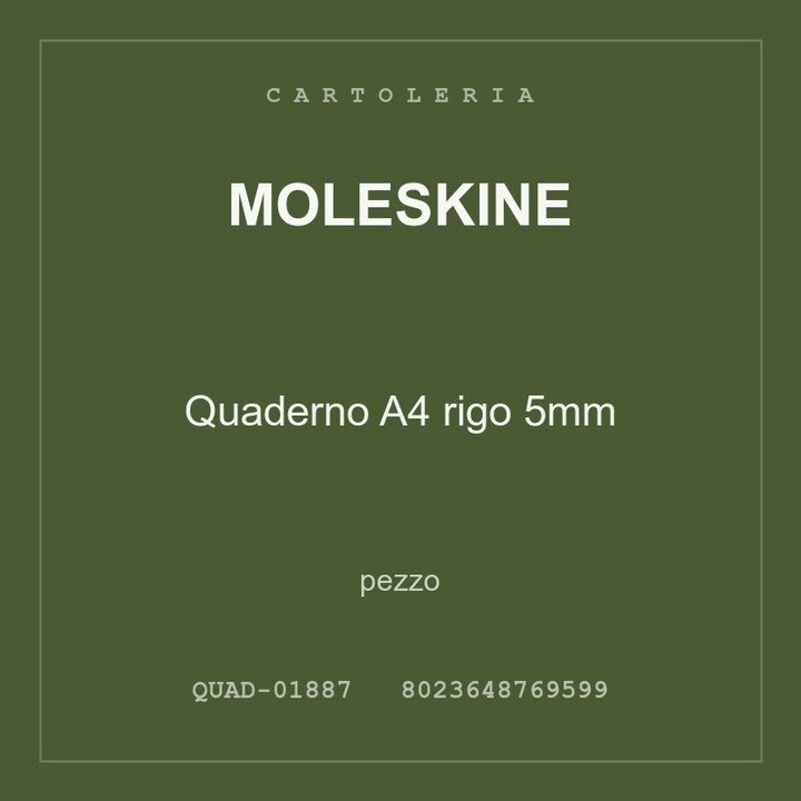 Moleskine Quaderno A4 rigo 5mm — conf. 2 pz