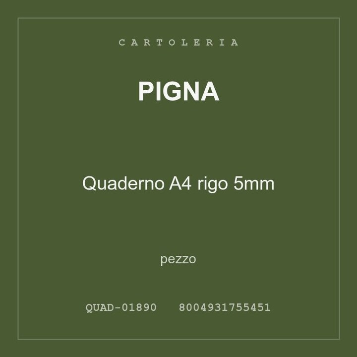Pigna Quaderno A4 rigo 5mm — pezzo